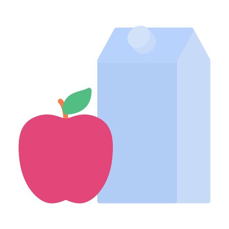healthy food juice and apple icon with modern flat style icon color or colorful vectorのイラスト素材