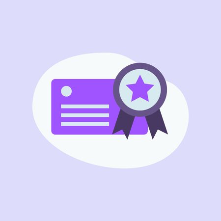 business certificate icon with modern flat style fluid background shape and purple violet color theme vectorのイラスト素材