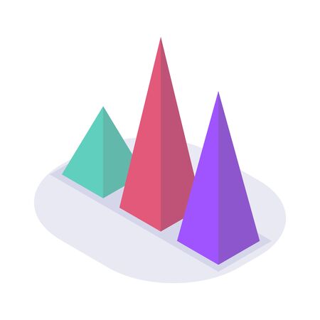 triangle graph chart isometric icon with modern flat style color vectorのイラスト素材