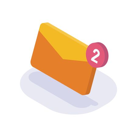 email envelope with notification isometric icon with modern flat style color vectorのイラスト素材