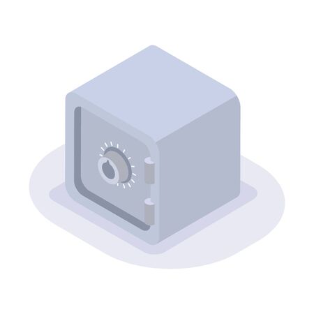 safebox deposit metal square isometric icon with modern flat style color vectorのイラスト素材