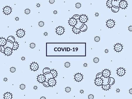 corona virus covid 19 background pattern texture with flat style and line iconのイラスト素材