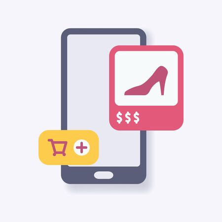 ecommerce shopping cart mobile icon with modern isometric style vectorのイラスト素材