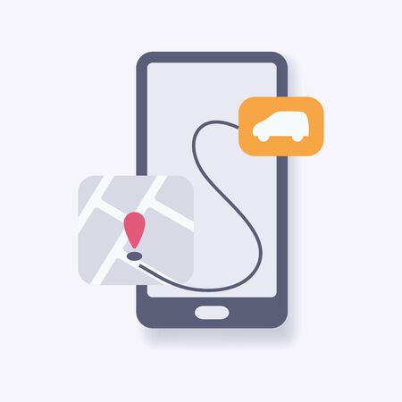 mobile phone gps tracking transportation with modern isometric style vectorのイラスト素材
