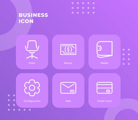 Business icon set collection package with purple theme modern flat vector illustration for investment business vectorのイラスト素材