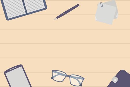 Top view work space desk for template background with empty space for text modern flat style vector illustrationのイラスト素材