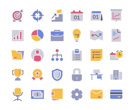 Business icon set full color with style modern flat design vector illustrationのイラスト素材