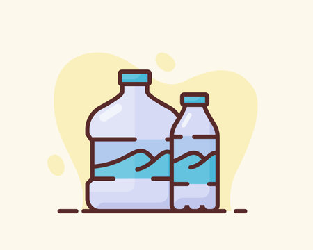 mineral water purity mountains packaging gallon bottle with flat style vector design illustrationのイラスト素材