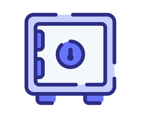 secure storage safe box single isolated icon with dashed line style vector design illustrationのイラスト素材