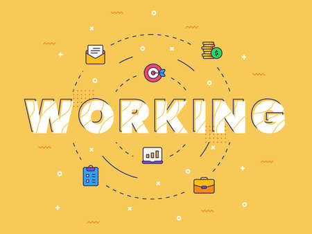 working typography calligraphy word art with filled color style vector design illustration