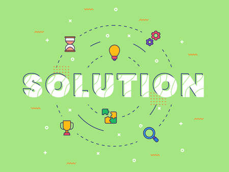 solution typography calligraphy word art with filled color style vector design illustration