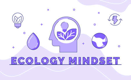ecology mindset typography calligraphy word art with outline style vector design illustration