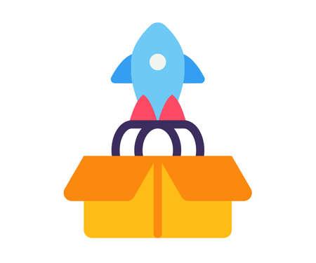 launch product release single isolated icon with flat style vector design illustrationのイラスト素材
