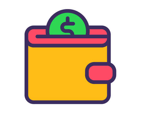 wallet wealth billfold single isolated icon with filled line style vector design illustrationのイラスト素材