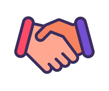 deal handshake agreement single isolated icon with filled line style vector design illustrationのイラスト素材