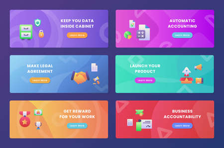 business accountability set collection package for web website home homepage landing template banner with gradient color flat style vector design illustrationのイラスト素材