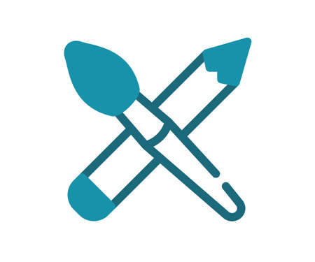 art tool brush pencil single isolated icon with solid line and dash style vector illustrationのイラスト素材