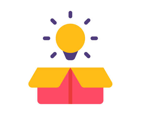 idea out of box light bulb single isolated icon with flat style vector illustrationのイラスト素材