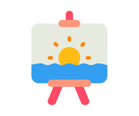 canvas art painting drawing single isolated icon with flat style vector illustrationのイラスト素材