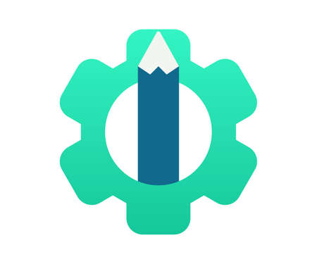 pen gear creativity single isolated icon with gradient style vector illustrationのイラスト素材