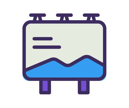 billboard signboard advertisement single isolated icon with filled line and outline flat style vector illustrationのイラスト素材