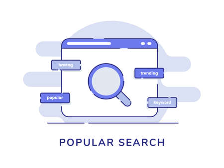 popular search concept finding website white isolated background with dashed line style vector design illustrationのイラスト素材