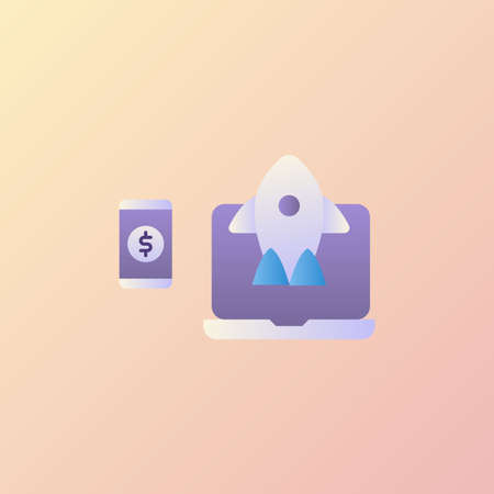 launch icons collection with smooth style coloring vector design illustrationのイラスト素材