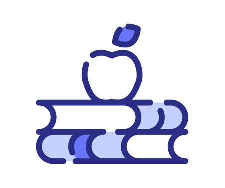 knowledge book insight education single isolated icon with dash or dashed purple line style vector illustrationのイラスト素材