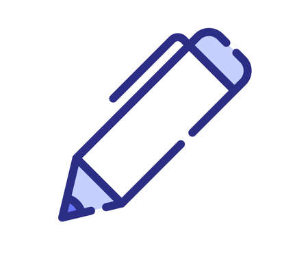pencil pen write single isolated icon with dash or dashed purple line style vector illustrationのイラスト素材