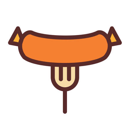 sausage barbeque meat single isolated icon with filled line styleのイラスト素材