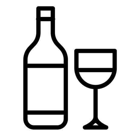 wine glass alcohol single isolated icon with outline styleのイラスト素材