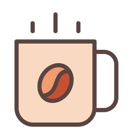 coffee mug bean single isolated icon with filled line style vector illustrationのイラスト素材