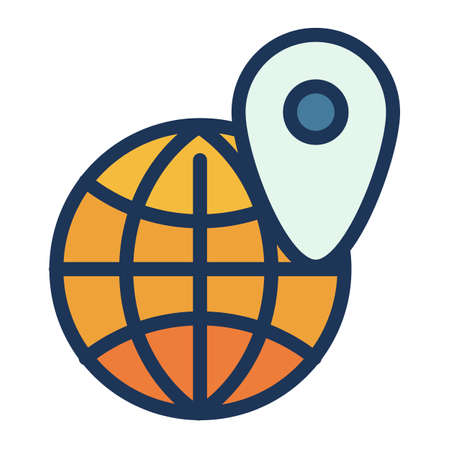 location pin seo internet globe single isolated icon with filled line style vector illustrationのイラスト素材