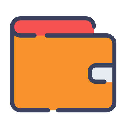 wallet money cash billfold single isolated icon with flat dash or dashed style vector illustrationのイラスト素材