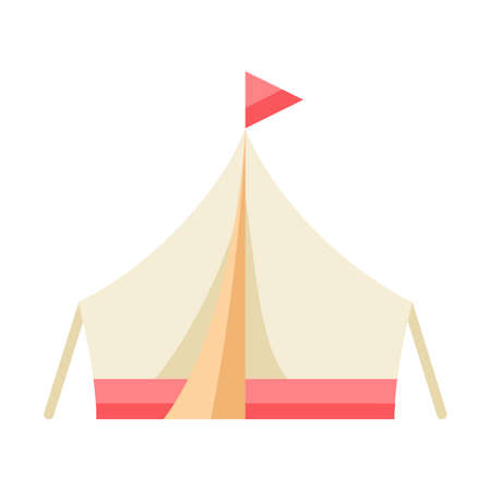 camp summer tent single isolated icon with flat style vector illustrationのイラスト素材