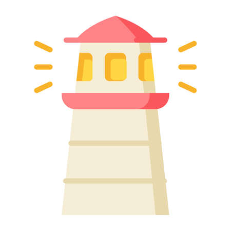 lighthouse tower beacon single isolated icon with flat style vector illustrationのイラスト素材