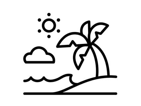 summer beach single isolated icon with outline style vector design illustrationのイラスト素材
