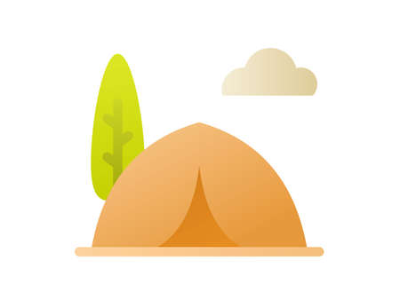 summer tent single isolated icon with smooth style vector illustrationのイラスト素材