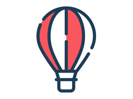 air balloon single isolated icon with dash or dashed line style vector illustrationのイラスト素材