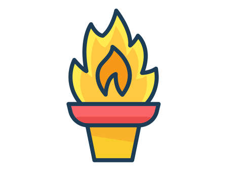 torch fire  single isolated icon with filled line style vector illustrationのイラスト素材
