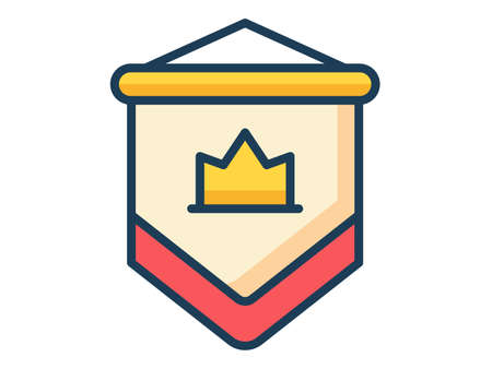 royal flag crown king single isolated icon with filled line style vector illustrationのイラスト素材