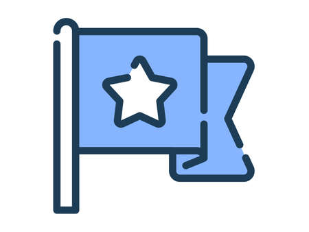 flag star single isolated icon with dash or dashed line style vector illustrationのイラスト素材
