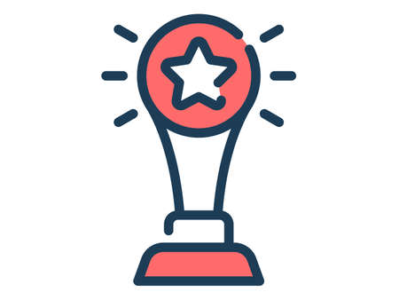 trophy award single isolated icon with dash or dashed line style vector illustrationのイラスト素材
