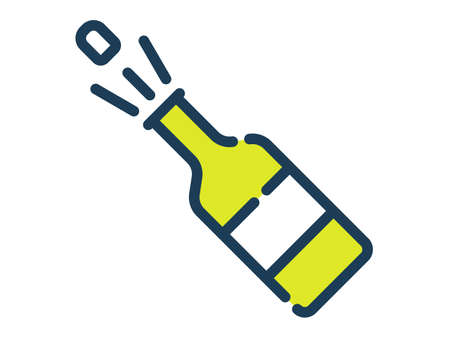 champagne bottle winning single isolated icon with dash or dashed line style vector illustrationのイラスト素材