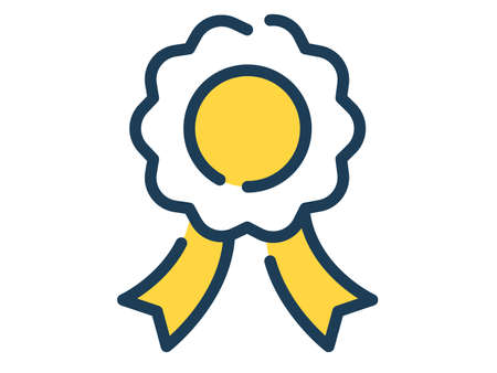 ribbon badge prize single isolated icon with dash or dashed line style vector illustrationのイラスト素材