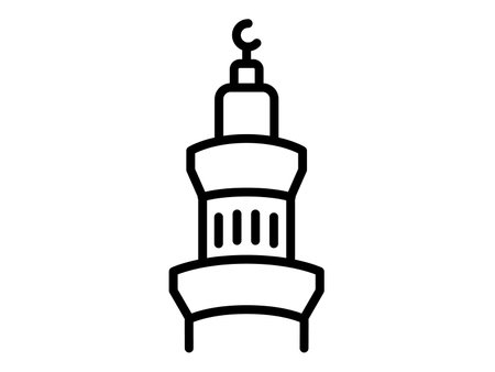 islamic tower building single isolated icon with outline style vector illustrationのイラスト素材