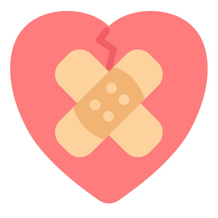 healing heart with patch single isolated icon with flat style vector illustrationのイラスト素材