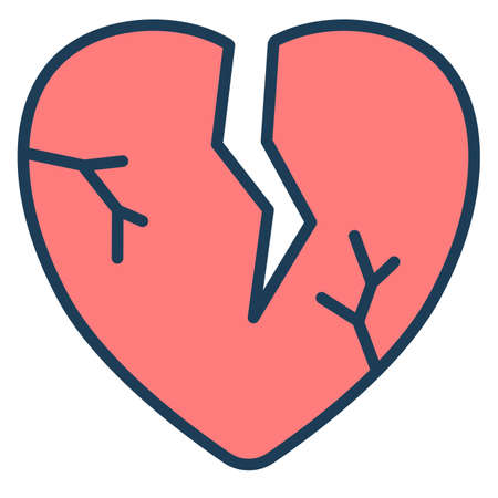 broken heart or break relationship single isolated icon with filled line style vector illustrationのイラスト素材