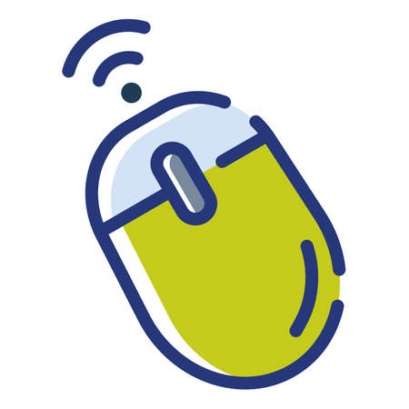 mouse wireless electronic single isolated icon with dash or dashed line style vector illustrationのイラスト素材