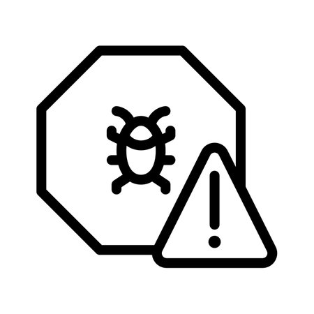 warning sign bug alert danger single isolated icon with outline style vector illustrationのイラスト素材
